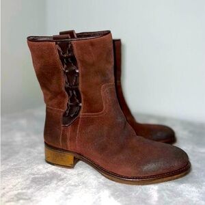 Sundance Dark Brown Suede Slip On Western Boot
US8 EU38